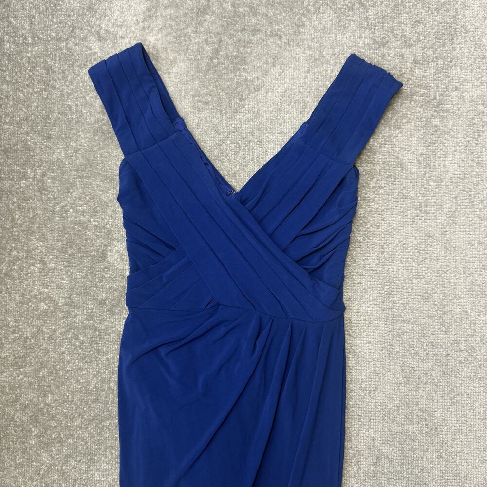 Nicole Miller Dress Womens 4 Blue Sleeveless V Neck Pleated Ruched Cocktail USA - Picture 2 of 11